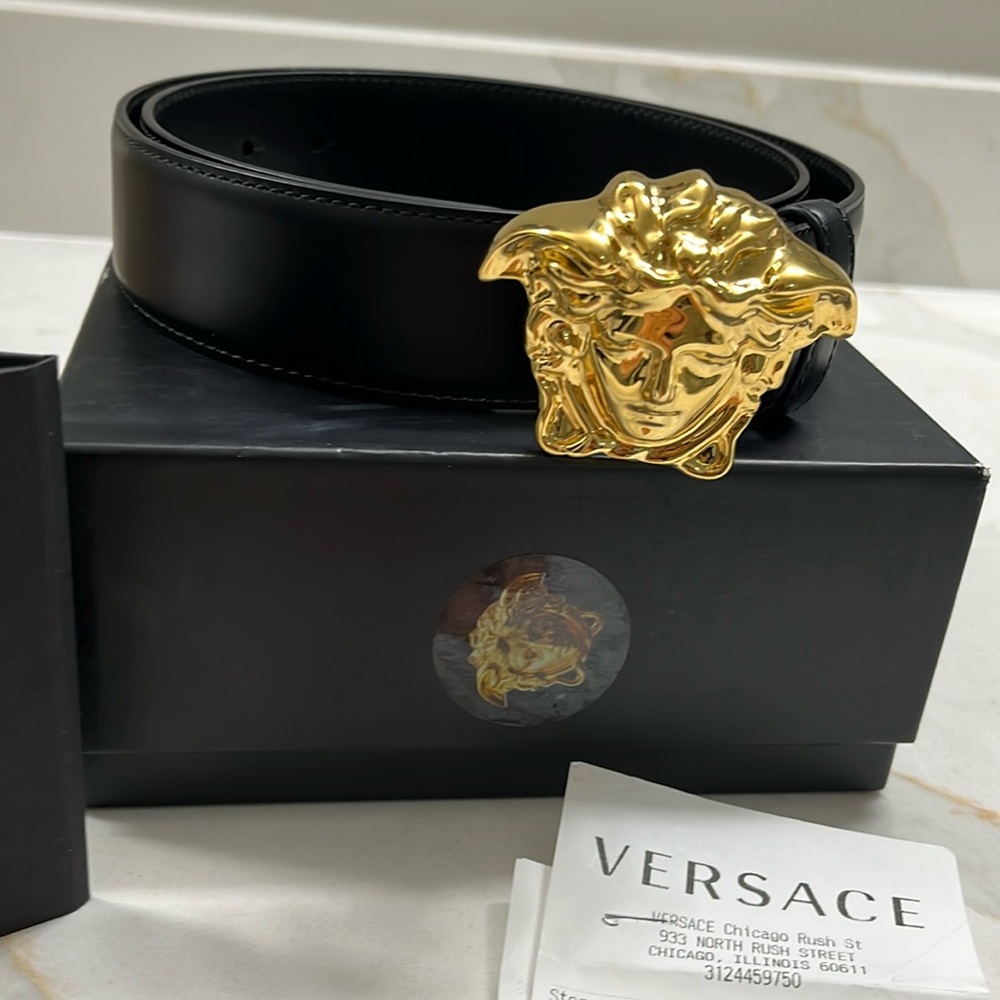 Black - Versace Medusa Belt - Size 85/34